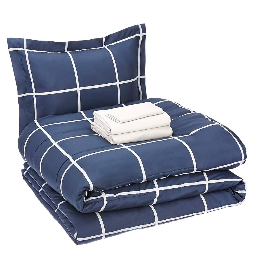 Amazon Basics 5-Piece Lightweight Microfiber Bed-In-A-Bag Comforter Bedding Set - Twin/Twin XL, N... | Amazon (US)