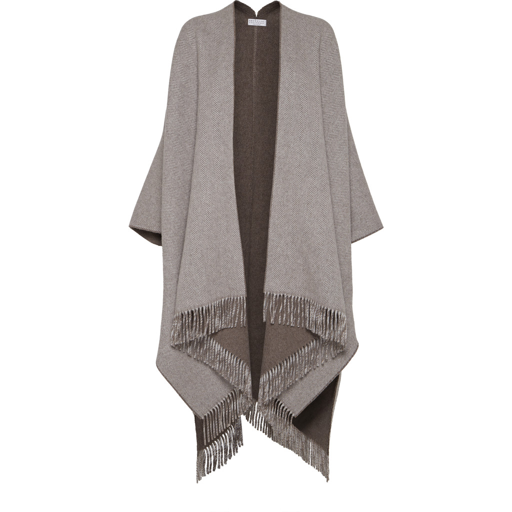 Brunello Cucinelli Cashmere flannel poncho in Light Brown at Nordstrom | Nordstrom