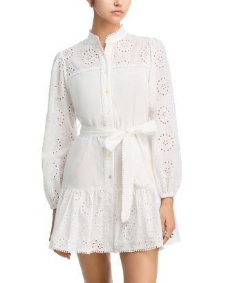 Eyelet Long Sleeve Mini Shirt Dress - Exclusive | Bloomingdale's (US)