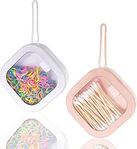 2 Pack Hair Tie Organizer Travel Hair Accessories Organizer QTip Holder Cotton Swab Holder Dispen... | Amazon (US)