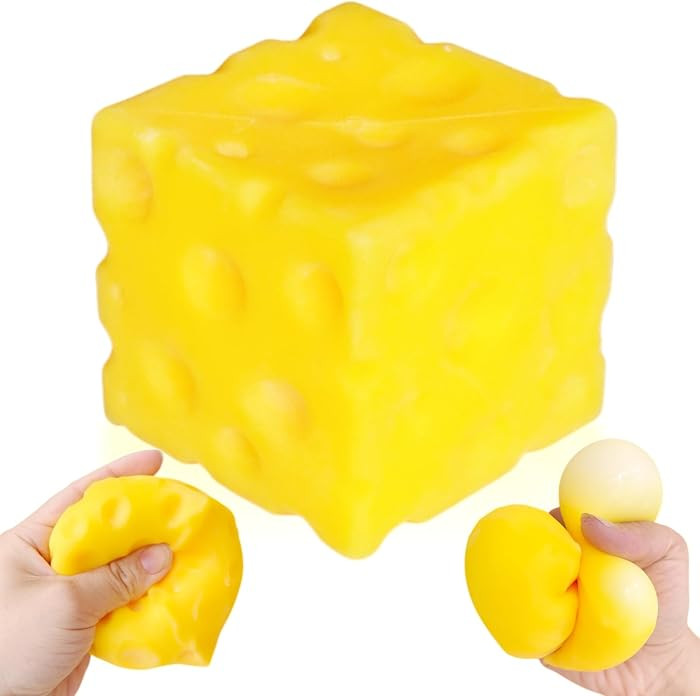 Yellow Cheese Squishy Slow Rising Toy, Soft Squeeze Cheese Block Fidget Toy, Stress Relief Sensor... | Amazon (US)