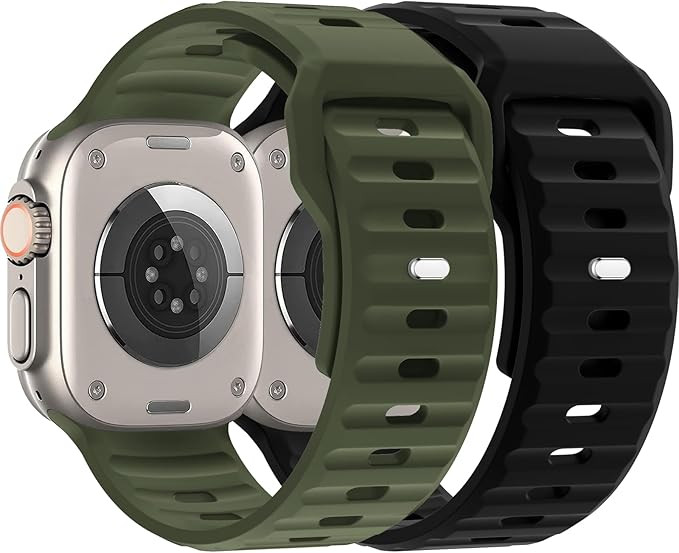 2 Pack Sport Band Compatible with Apple Watch Ultra 2/Ultra Band for Men 49mm 46/45/44/42mm, Adju... | Amazon (US)