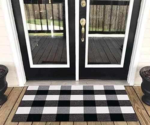 Levinis Buffalo Check Rug - Cotton Washable Porch Rugs Door Mat Hand-Woven Checkered Plaid Rug fo... | Amazon (US)