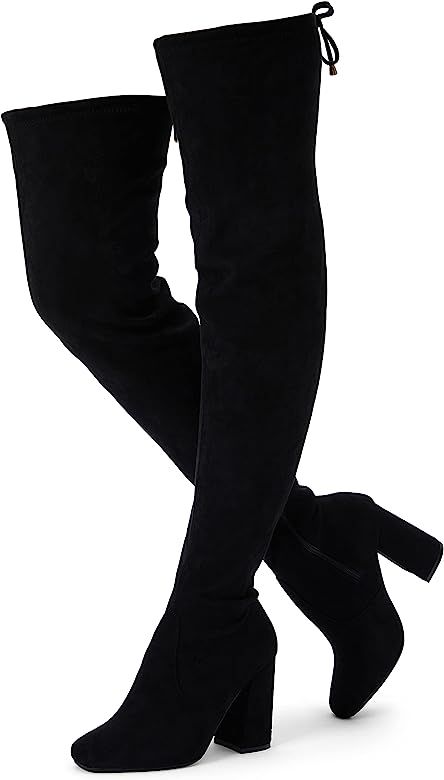 VEPOSE Women's Over The Knee Boots Suede Fashion Chuncky Heel Thigh High Boots Casual Fall Shoes for | Amazon (US)