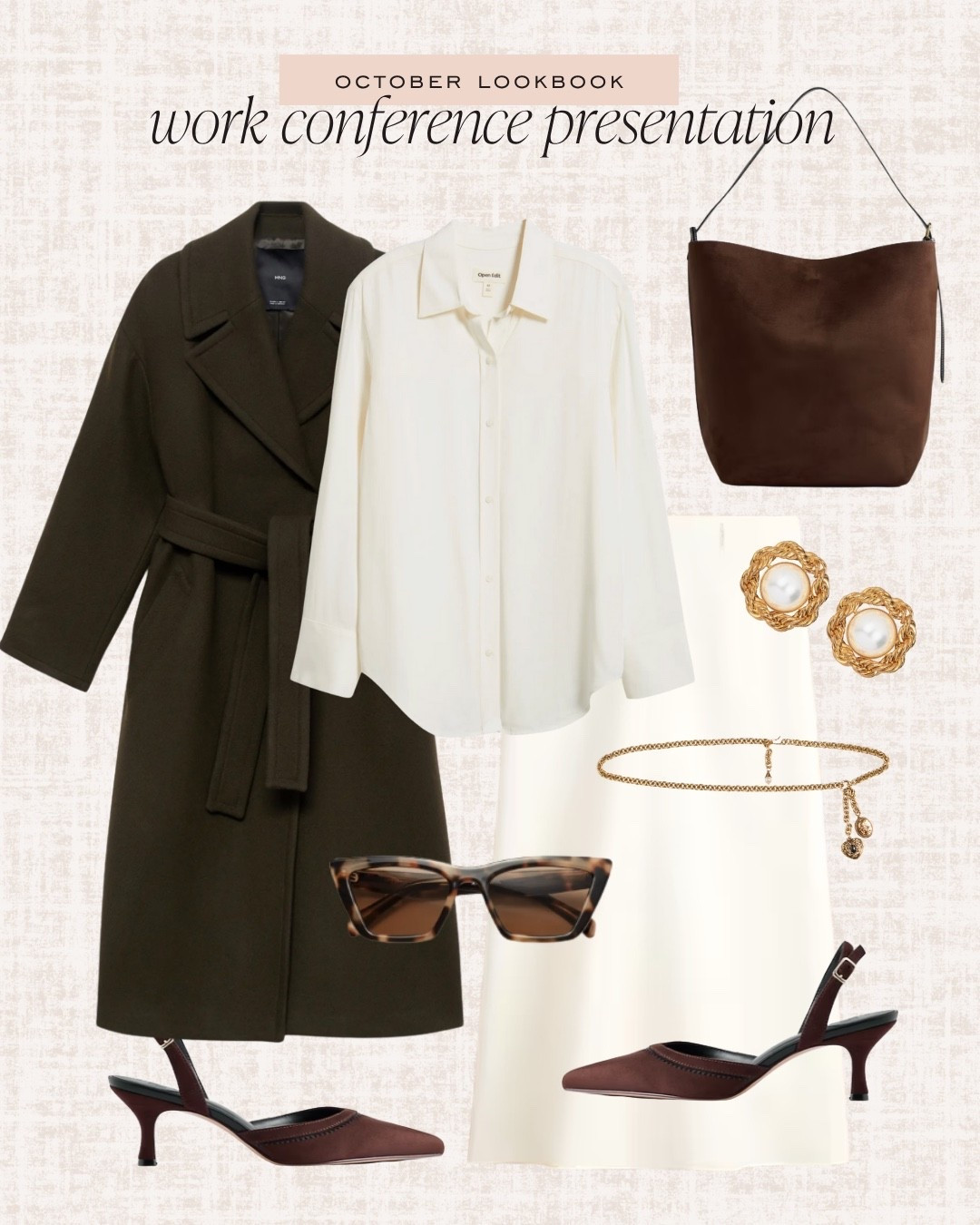 work conference outfit, presentation outfit, work outfit, wool wrap coat, chocolate suede heels, pearl and gold statement earrings, chain belt 

#LTKWorkwear #LTKSeasonal #LTKFindsUnder100