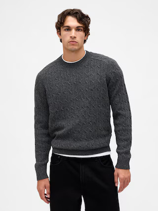 Merino Wool-Blend Cable-Knit Sweater | Gap (US)