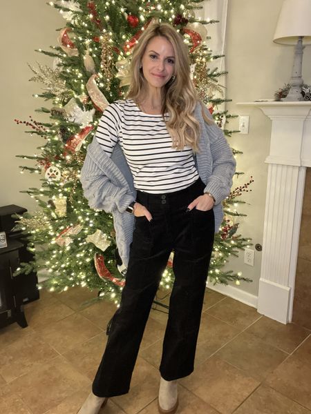 Amazon Styles for the winter and holiday season. Wearing a chunky cardigan with cute braid detail and I’m wearing these high waist black corduroy pants. These are straight leg and hit above the ankle. Slightly big on me and I’m a size 25 typically. 

#LTKSeasonal #LTKHoliday #LTKCyberSaleES