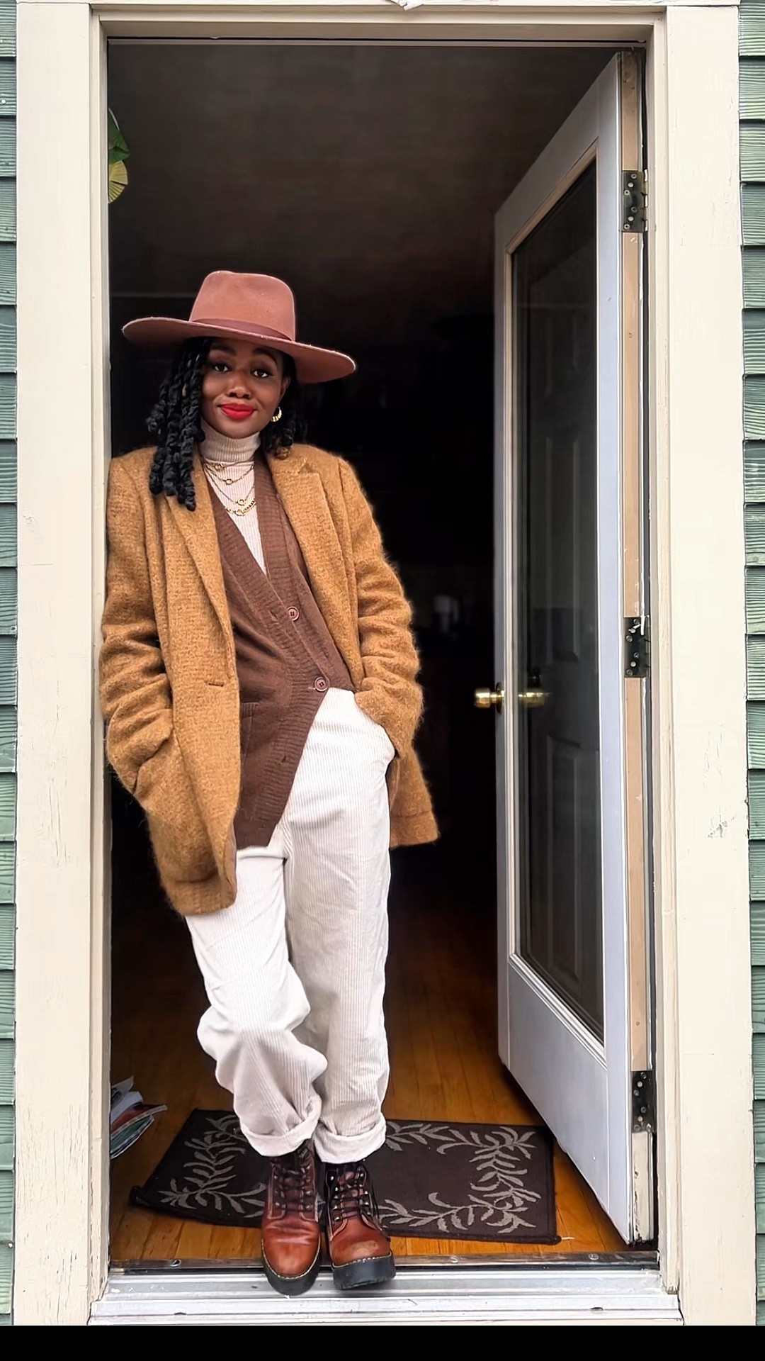Layering is my go-to formula for fall. I paired a textured caramel coat with a cozy brown cardigan, off-white cords, and lace-up boots for a look that feels effortless but still pulled together. Each piece works on its own, but together they create that easy, layered fall look that never misses. #fallfashion #neutral 

#LTKSeasonal #LTKOver40