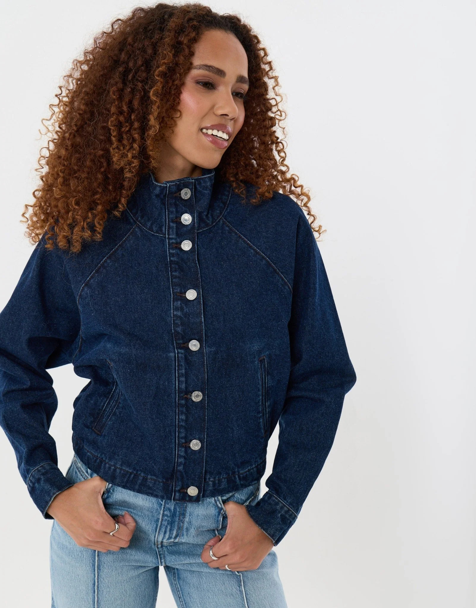 Denim Bomber Jacket in Indigo | Threadbare UK