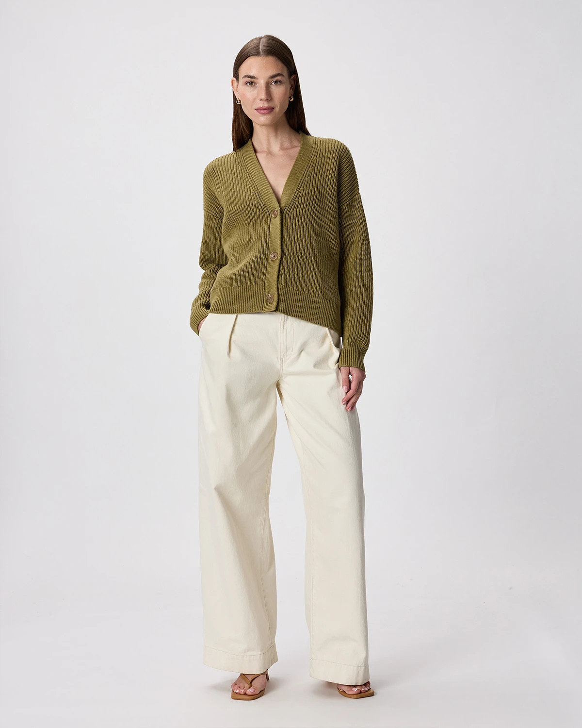 100% Organic Cotton Fisherman Boxy Cropped Cardigan | Quince