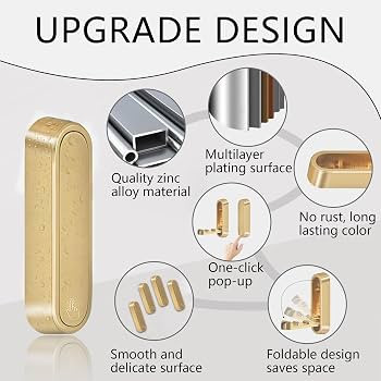 4PCS Foldable Gold Wall Hooks, Heavy Duty Zinc Alloy Folding Wall Hooks, Folding Hidden Coat Hook... | Amazon (US)