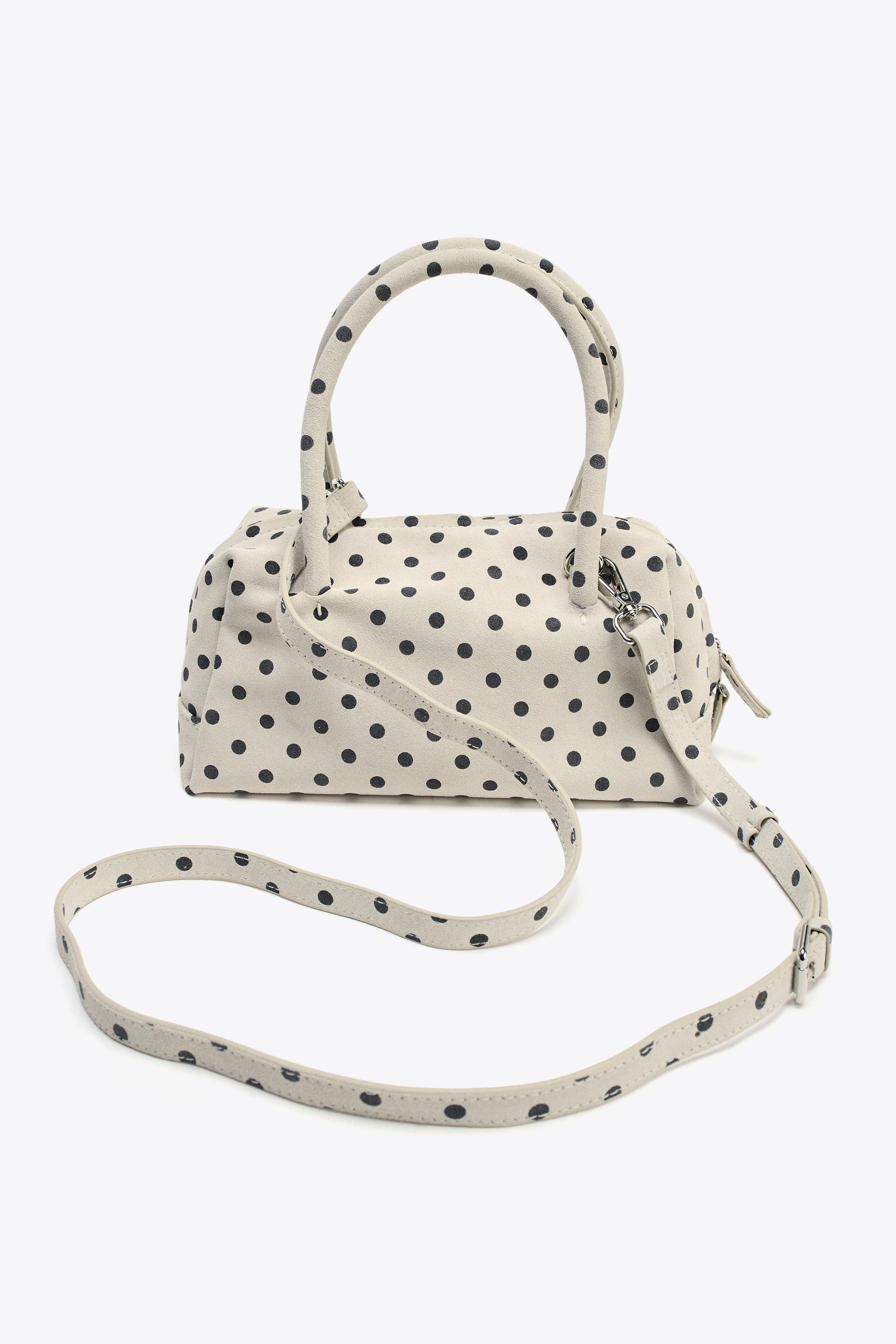 PRINTED SPLIT SUEDE BOWLING BAG | Zara UK