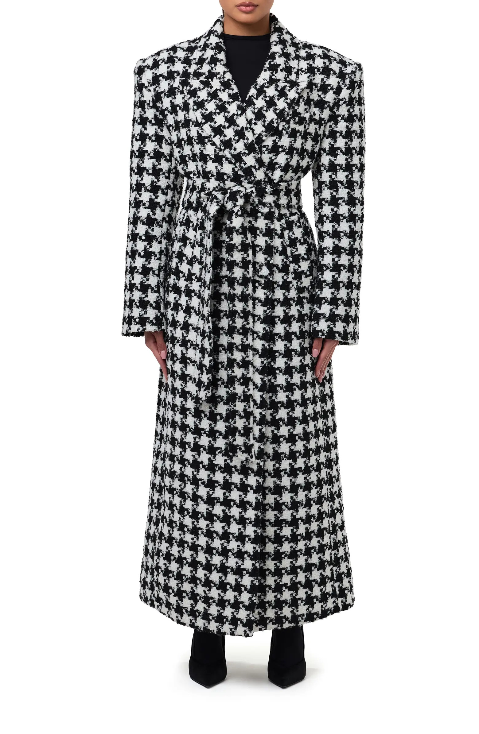 Naked Wardrobe Long Houndstooth Trench Coat | Nordstrom | Nordstrom