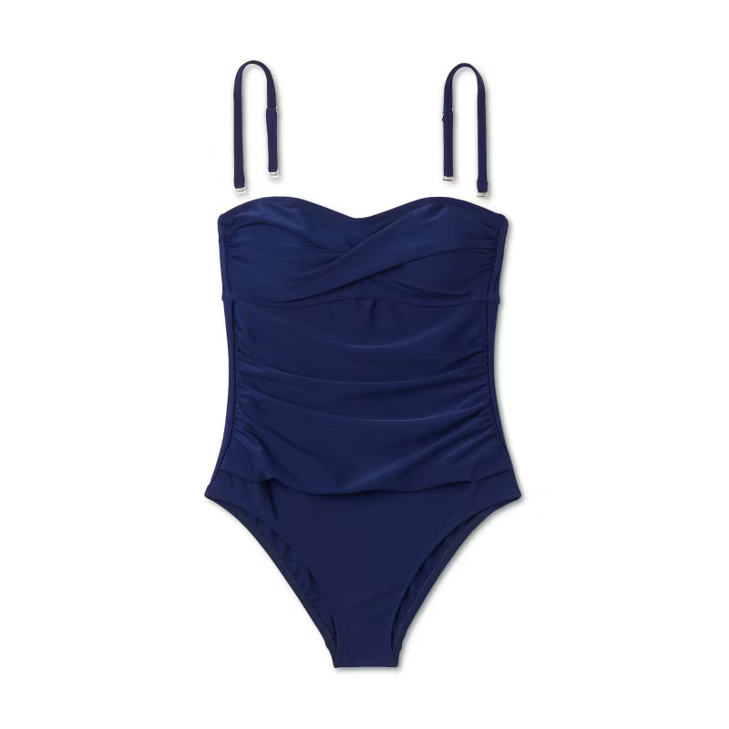 Women's Twist-Front Shirred Full Coverage Bandeau Tummy Control One Piece Swimsuit - Shade & Shor... | Target