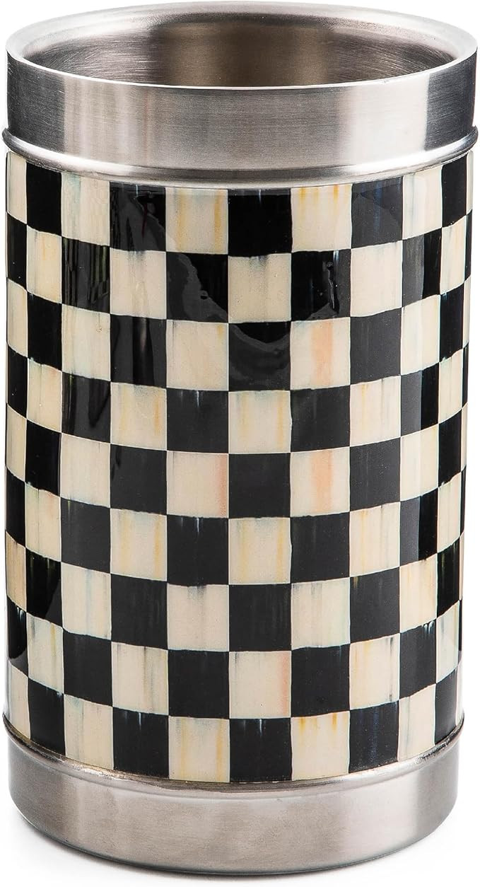 MACKENZIE-CHILDS Wine Bottle Cooler, Champagne and Wine Ice Bucket, Black-and-White Courtly Check | Amazon (US)