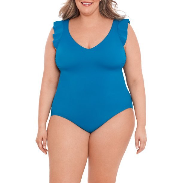 Time and Tru Women’s and Plus Ruffle Strap One Piece Swimsuit | Walmart (US)