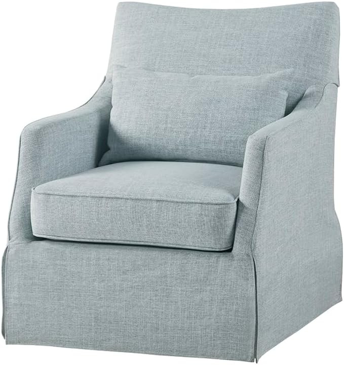 Martha Stewart London Swivel Chair - Solid Wood & Plywood, Skirted Metal Base Accent Armchair, Lu... | Amazon (US)