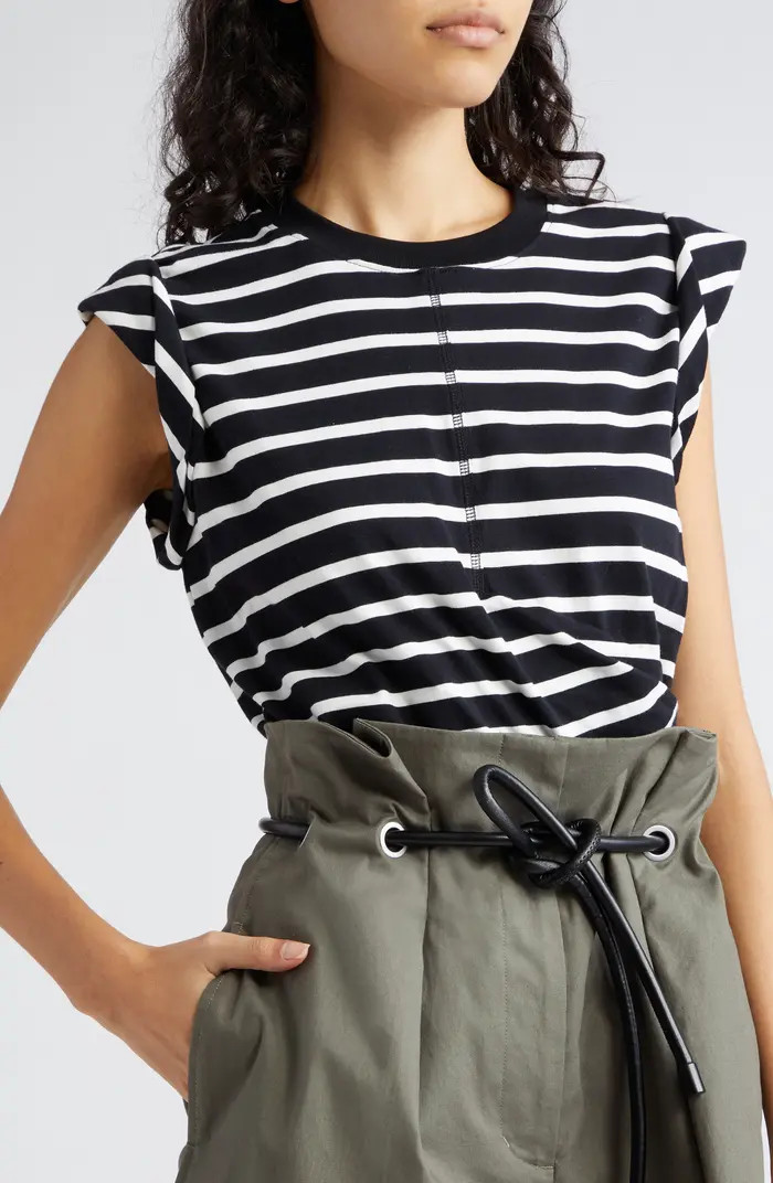 Stripe Draped Cotton Jersey Top | Nordstrom
