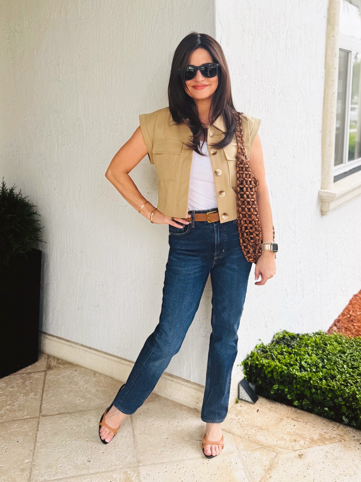 This is a casual, comfy, put together style for everyday. Jeans 25 , tank sm , vest sm. #everydaylook #casualbutstyled 

#LTKOver40 #LTKPetite #LTKootd