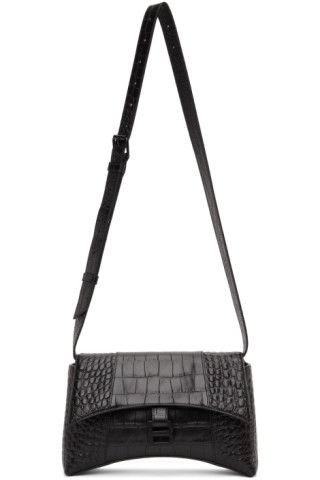 Black Croc XS Soft Hourglass Bag | SSENSE