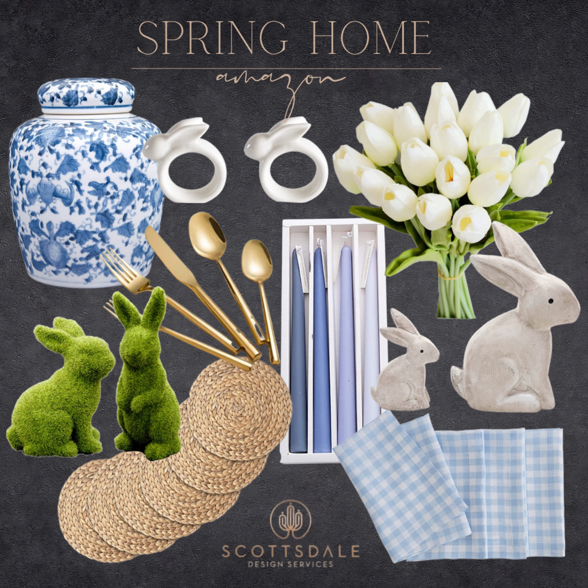 Cute spring home finds!🌿

Gingham napkins, bunny decor, tulips, woven placemats, moss bunny, Easter napkin rings, Easter decor, ginger jar, taper candles, Easter, spring decor, gold flatware

#LTKhome #LTKFind #LTKSeasonal