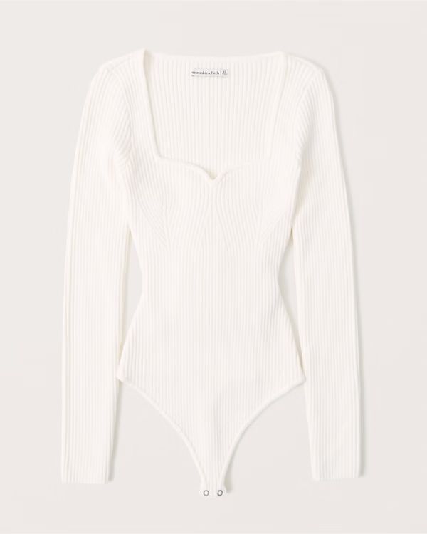 Women's Long-Sleeve Sweetheart Sweater Bodysuit | Women's Tops | Abercrombie.com | Abercrombie & Fitch (US)