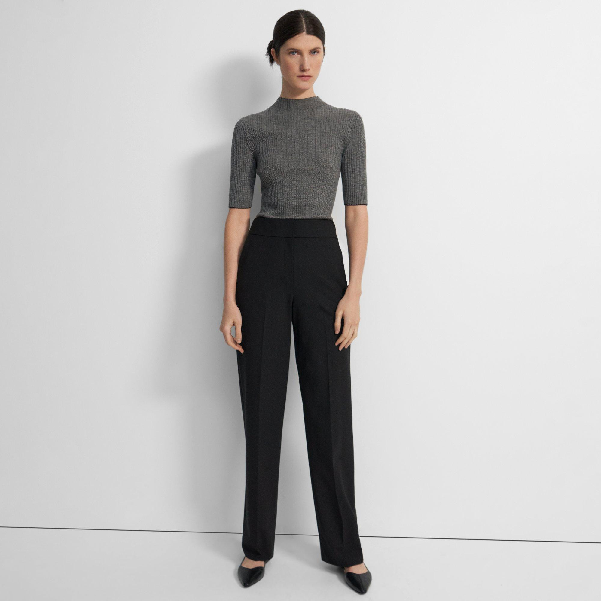 High-Waist Wide-Leg Pant in Good Wool | Theory