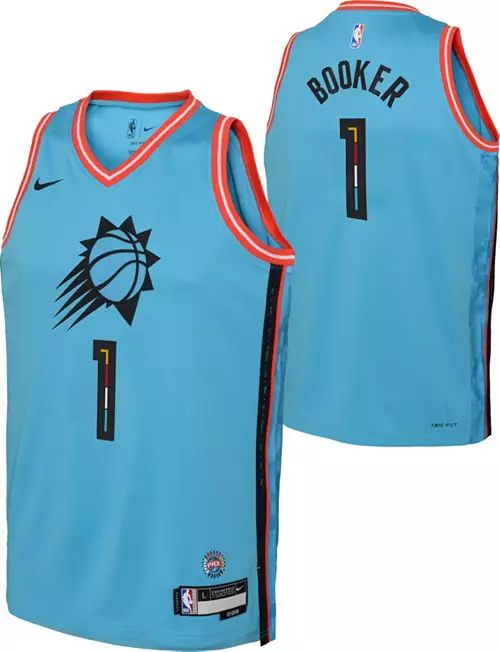 Nike Youth 2022-23 City Edition Phoenix Suns Devin Booker #1 Turquoise Dri-FIT Swingman Jersey | Dick's Sporting Goods
