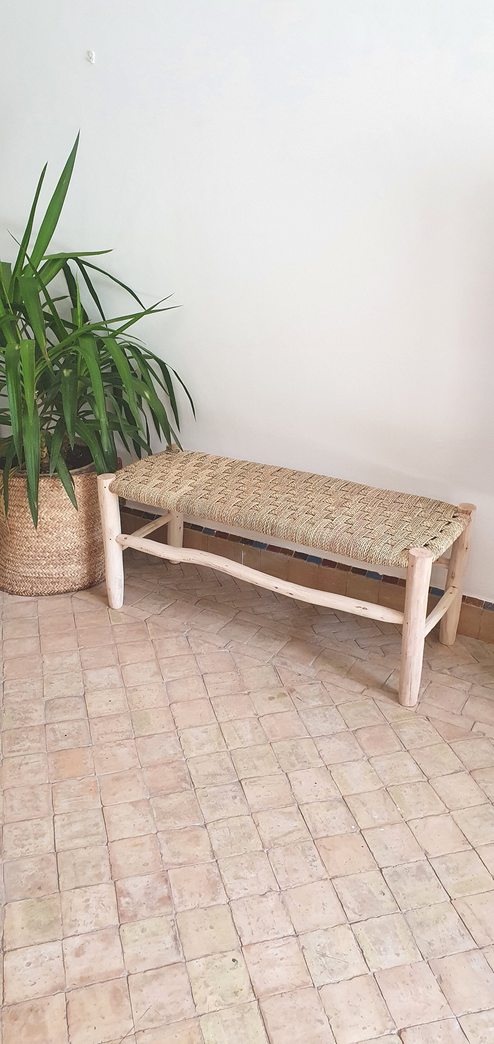 Solid wooden bench and natural braiding 98 cm / 70 cm | Etsy | Etsy (CAD)