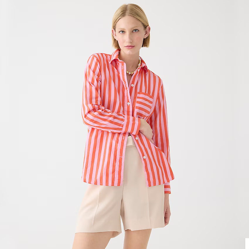 Classic-fit cotton poplin shirt in stripe | J. Crew US
