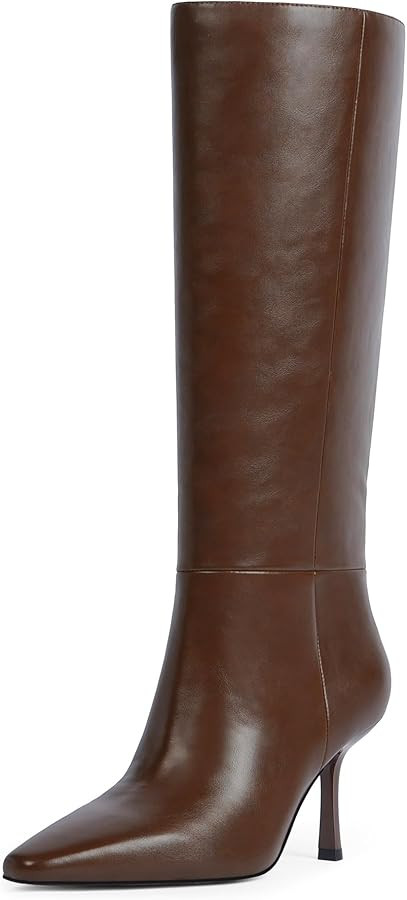 Modatope Knee High Boots Women Square Toe Stiletto Tall Boots Side Zipper Dressy Boot for Women | Amazon (US)