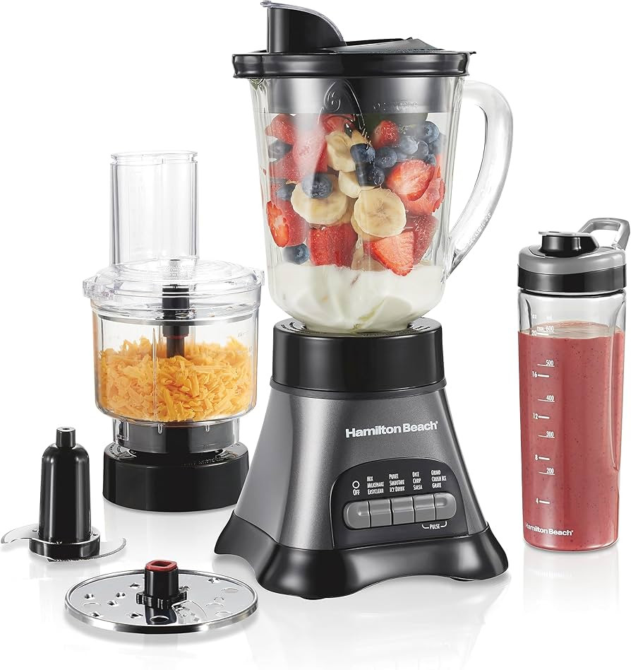 Hamilton Beach Blender for Shakes and Smoothies & Food Processor Combo, With 40oz Glass Jar, Port... | Amazon (US)