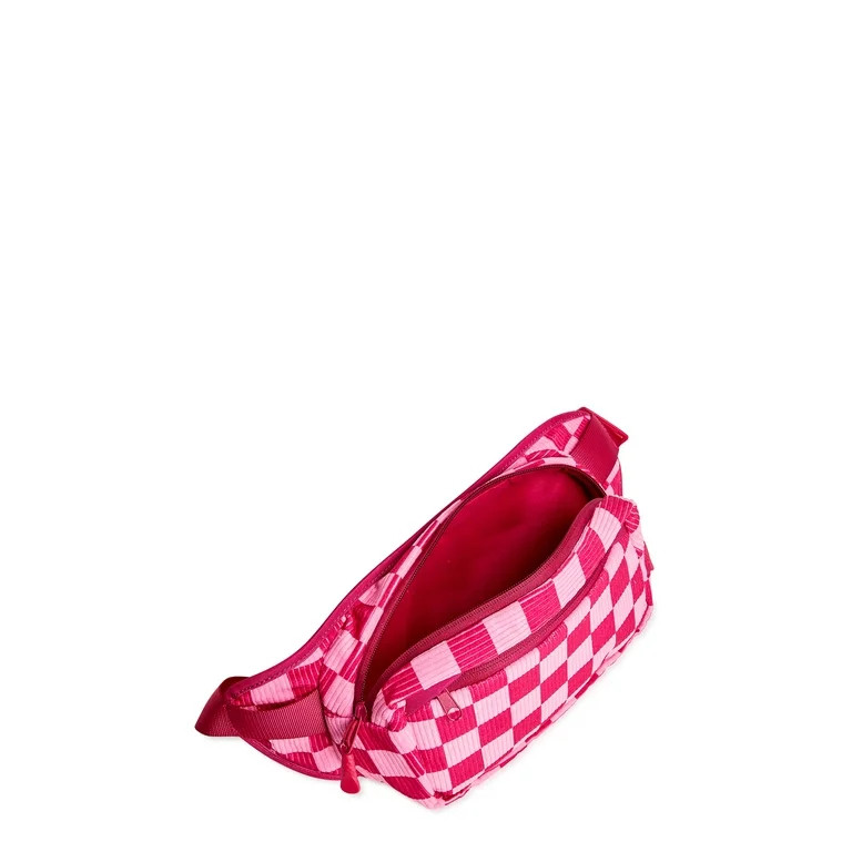 No Boundaries Women's Hands Free Rectangular Fanny Pack Rose Sangria Checker - Walmart.com | Walmart (US)