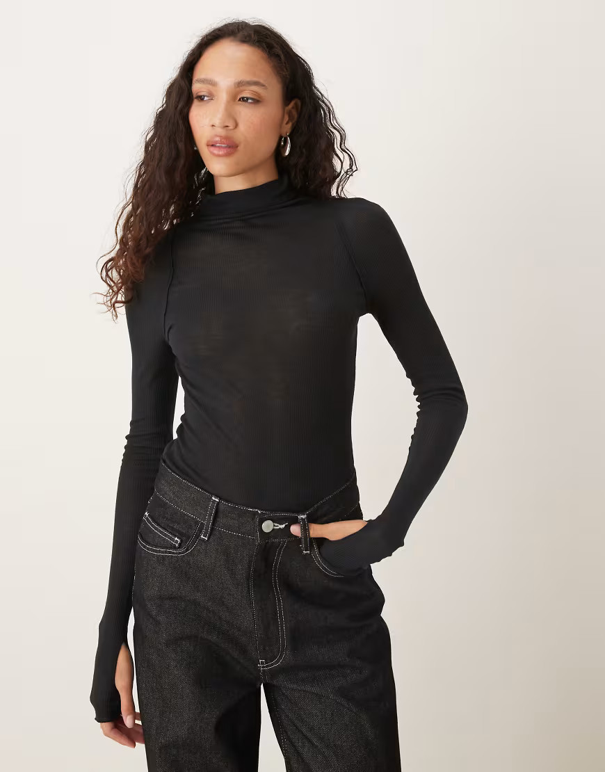 Free People high neck layering top in black | ASOS (Global)