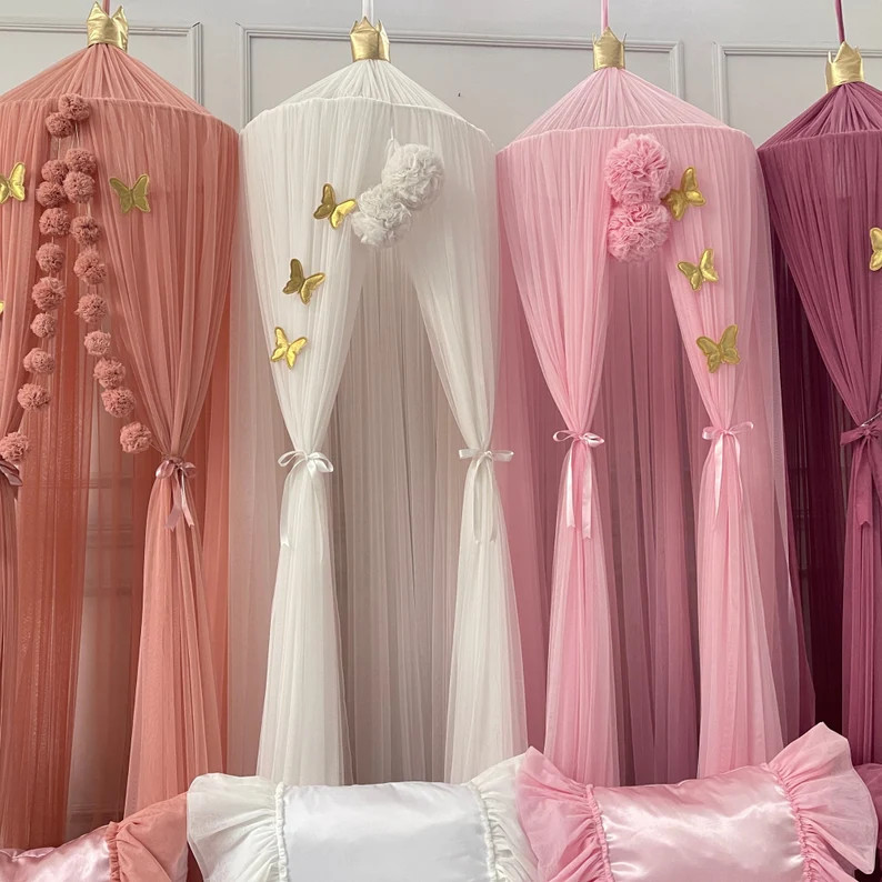 Kids Bed Canopy for Girls, Soft Smooth Play Tent, Crib Netting, Reading Nook, Kids Room Decor, Mo... | Etsy (US)