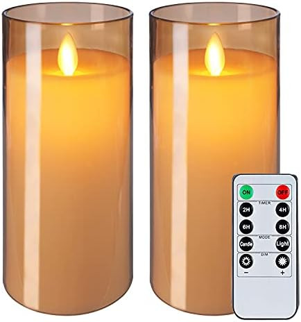 5plots 3" x 6" Gold Flickering Flameless Candles, Unbreakable Glass Battery Operated Plexiglass L... | Amazon (US)