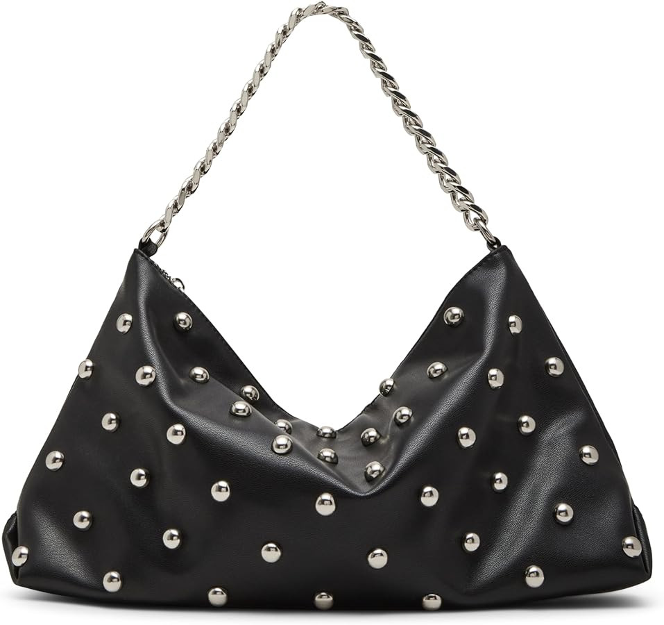 Steve Madden Randyy Soft Shoulder Bag with Dome Studs, Black | Amazon (US)