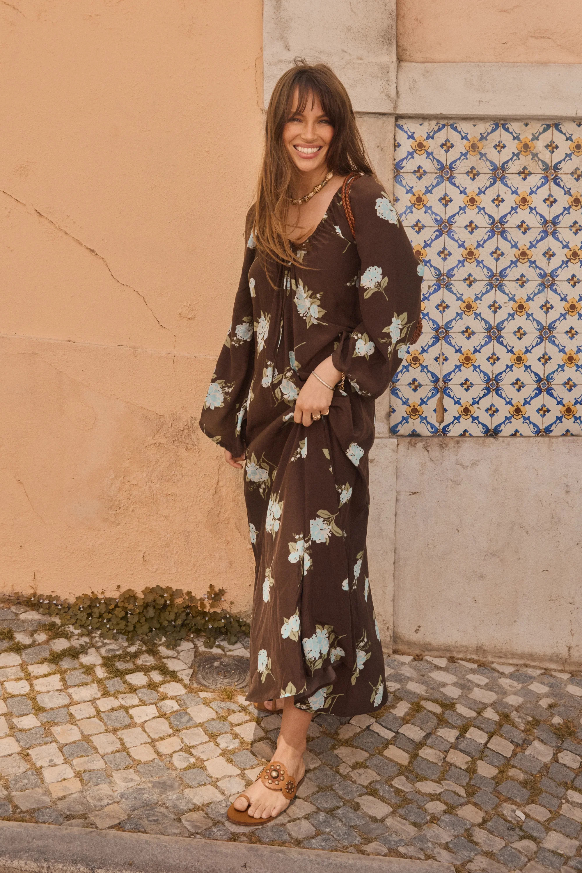 Lianne - Peonies Scatter Brown | Rixo