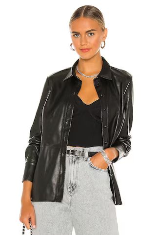 Bardot Faux Leather Shirt in Black from Revolve.com | Revolve Clothing (Global)