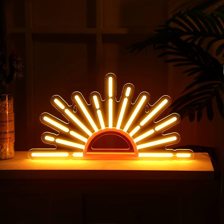 Orange Sunrise Sunset Neon Sign Boho Wall Art Neon Lights for Bedroom Sun on the Horizon LED Neon... | Amazon (US)