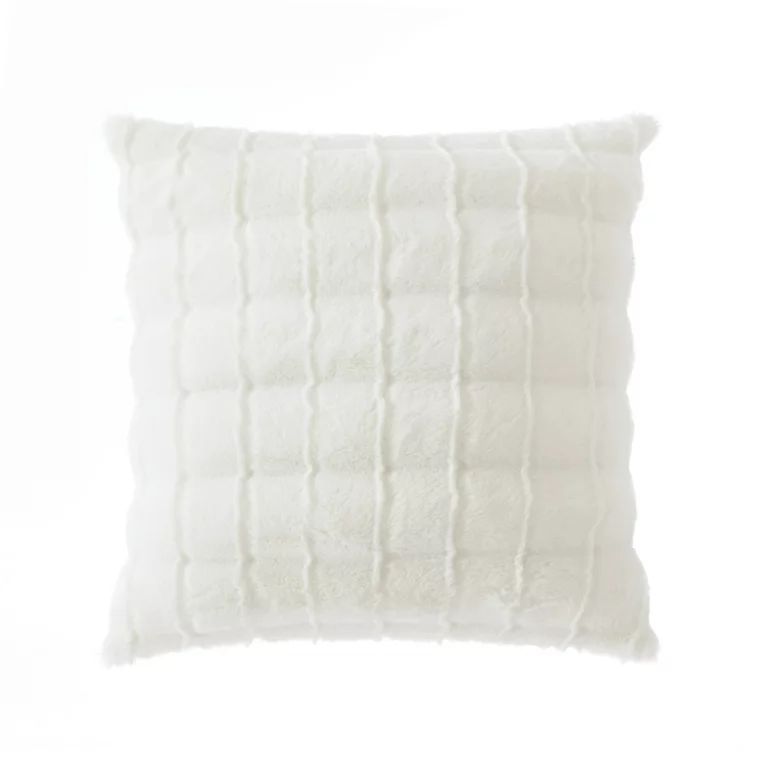 Mainstays Faux Fur 19"x19" Decorative Pillow, Ivory, 1 piece | Walmart (US)