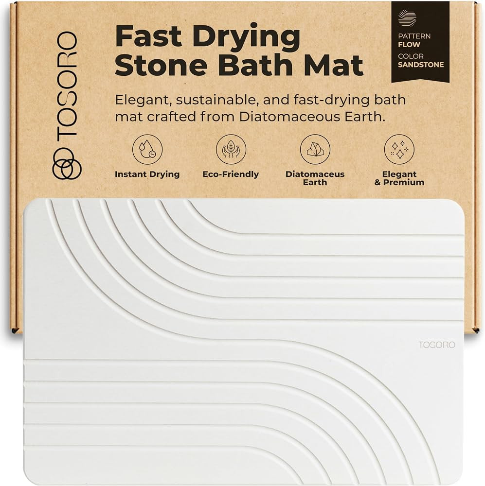 Stone Bath Mat, Diatomaceous Earth Non-Slip Stone Shower Mat - Quick Drying Absorbent Bath Mats f... | Amazon (US)