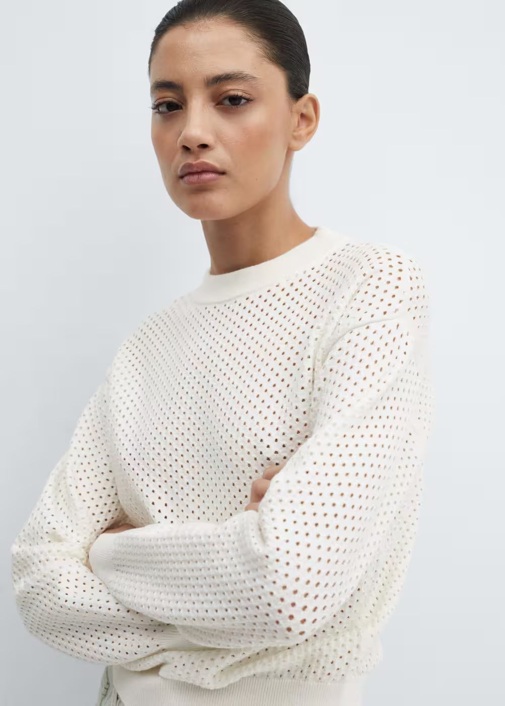 Round-neck openwork sweater | MANGO (US)