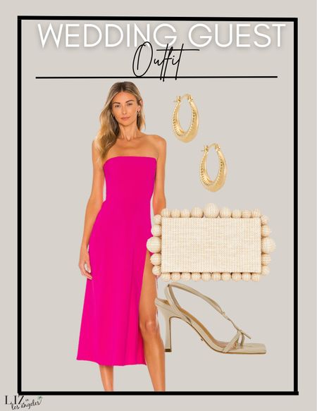This wedding guest outfit is also great for a date night or any special occasion.  The pink sheath dress is perfect paired with a simple nude shoe and a cute nude bag and gold hoops. 

#LTKSeasonal #LTKFind #LTKstyletip