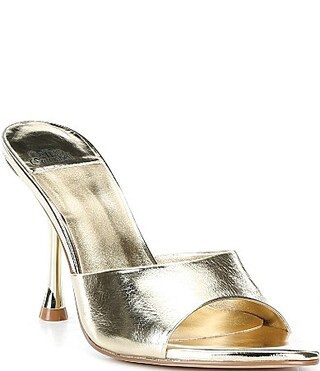 Jeffrey Campbell Agent Metallic Crinkle Leather Peep Toe Slide Sandals - 6.5 | Dillard's