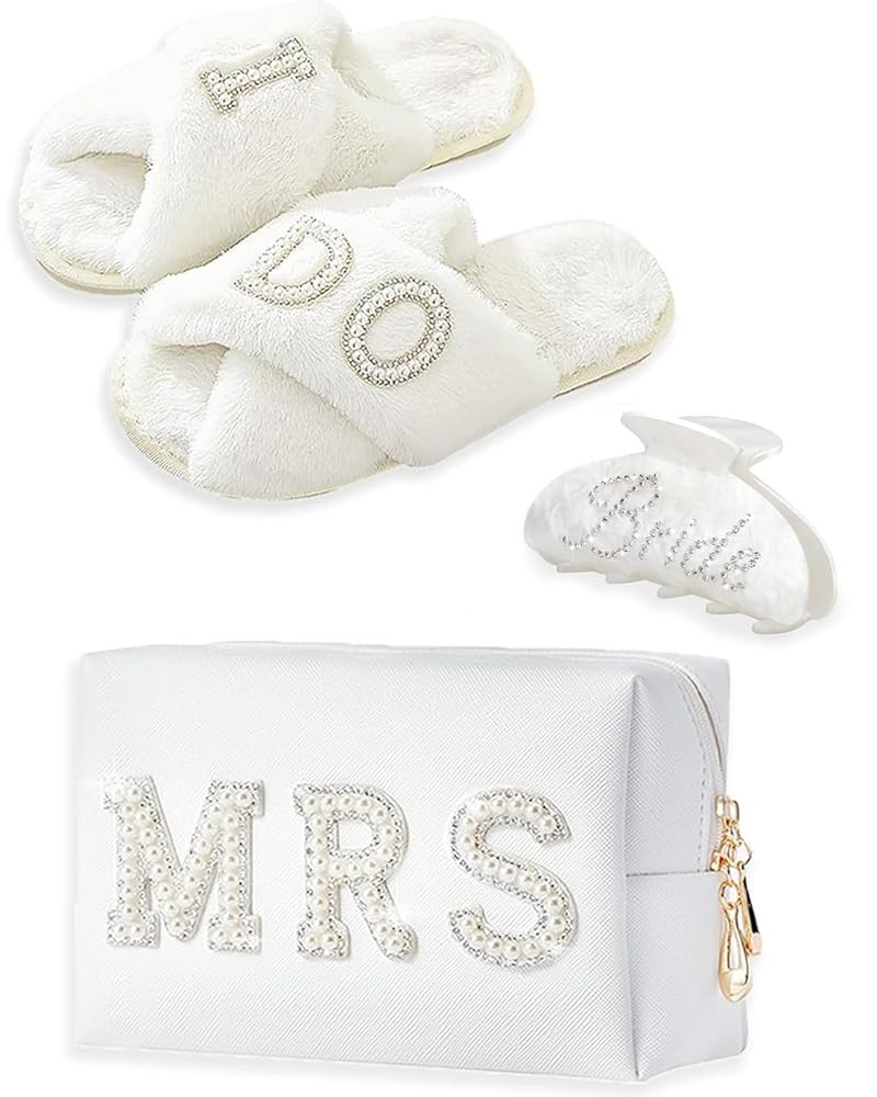 Bride To Be Gifts - Bridal Shower Gifts & Wedding Gifts for Bride - Gift Set: Makeup Bag, Slipper... | Amazon (US)