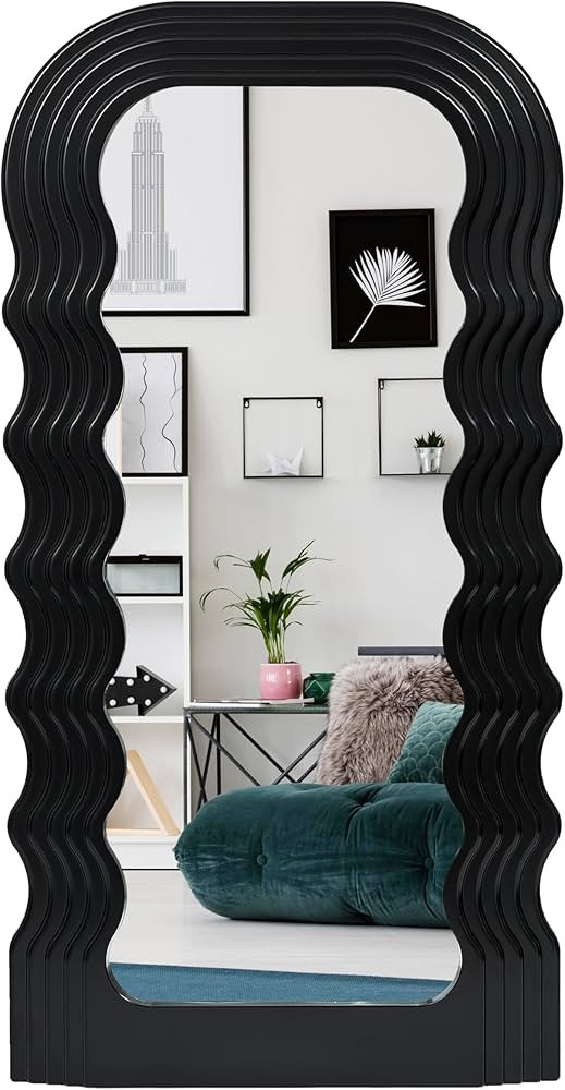 14x27.5 Inch Black Wavy Wall Mirror, Mirror for Living Room or Bedroom | Amazon (US)