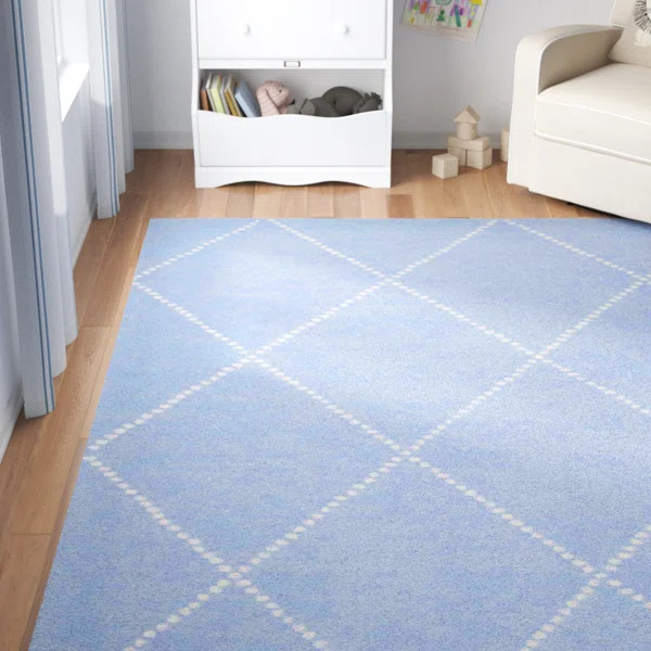 Kempf Handwoven Flatweave Wool Blue Area Rug | Wayfair North America