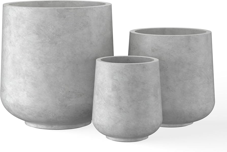 Kante 15.3"+11.6"+8.2" Dia Round Concrete Planter, Large Outdoor Indoor Planter Pots Containers w... | Amazon (US)