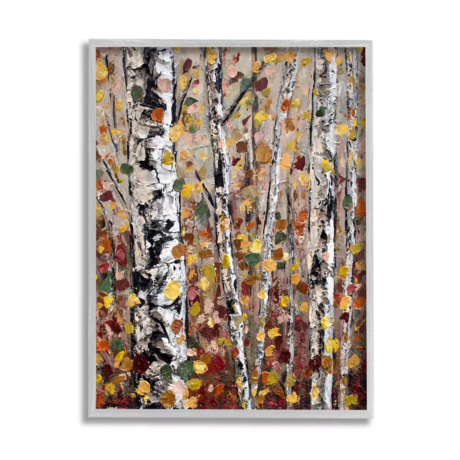 Stupell Home Decor Autumn Birch Trees Abstract Leaves Wood Framed Wall Art, Brown | Kohl's